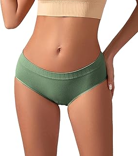 Ropa interior de algodón para mujer, bikini para mujer, color sólido, conservador, cintura media, ropa interior de cabeza fina y tanga de algodón