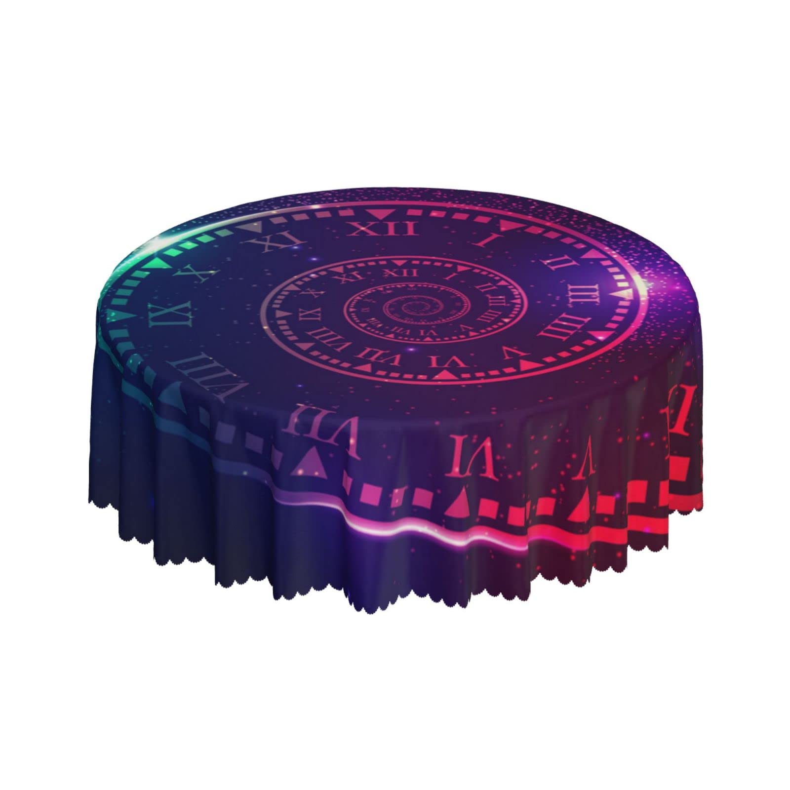 Lsjuee Time Abstract Spiral Colorful Round Tablecloth 60 Inch Printed Washable Tablecloth for Dining Party Holiday Fall Home Decorative