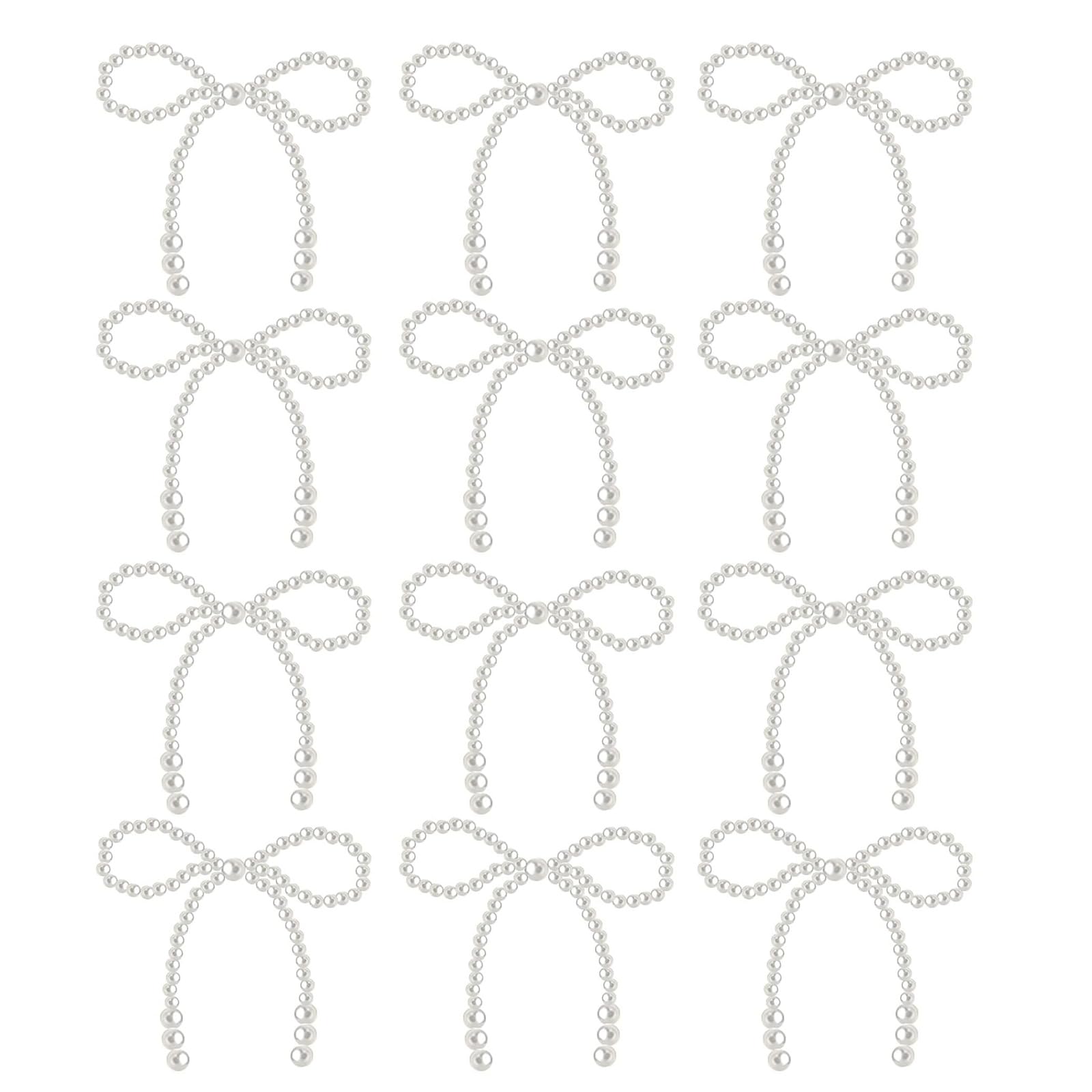 Kalttoy 12Pcs Pearls Bowknot Cake Toppers White Imitation Pearls Bowknot Cupcake Top Ornament for Wedding Anniversary Birthday Shelf Decoration