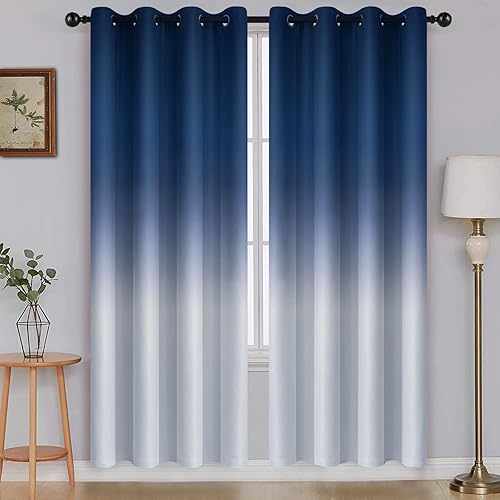 SimpleHome Cortinas gruesas con aislamiento térmico y ojales, bloqueo de luz para oscurecer sala, dormitorio, 2 paneles, 52 x 72 pulgadas de largo,
