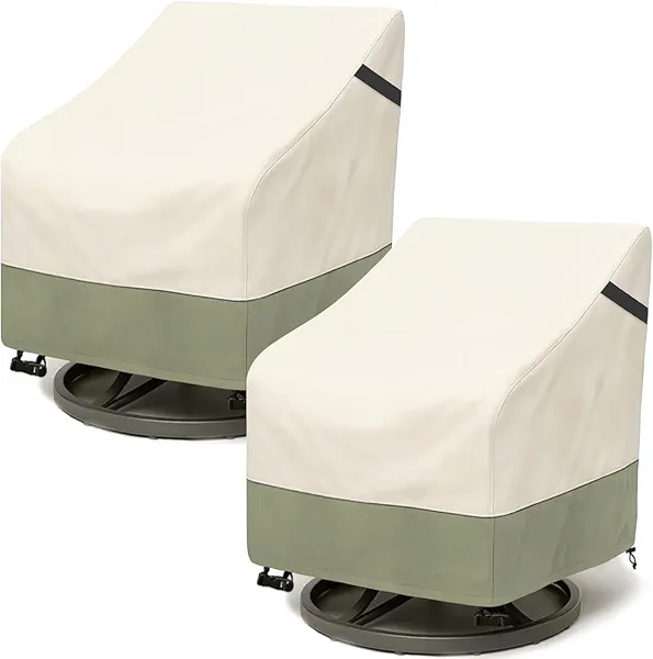 Dalema Outdoor Swivel Chair Cover 2 Pack,600D Heavy Duty 100% Waterproof Outdoor Chair Covers,Patio Furniture Covers for Swivel Patio Chairs,37.5" W x 39.25" D x 36" H,Beige
