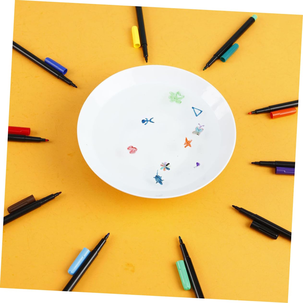 jojofuny 4 set Pennello Per Pittura In Per Acquerello Bianco Lavabile Pennarello Per Scrittura Domestica Cancelleria Per La Scuola Pennarello 10 pezzi * 4