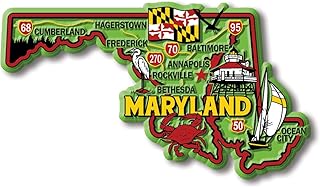 Maryland Colorful State Magnet by Classic Magnets, 4.6" x 2.6", Collectible 3D Rubber Vintage-Style Souvenirs and Gifts Made in The USA