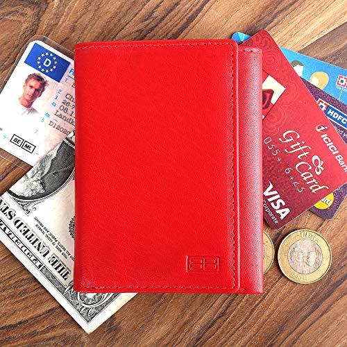 Image of Brooklyn Bridge Genuine Leather Trifold Wallet for Men Genuine Leather Trifold Wallet Card Holder for Men, RFID Protection, Mens Wallet, Purse, Tri Fold, ID Card, Gift for Men Boys Nappa Cognac