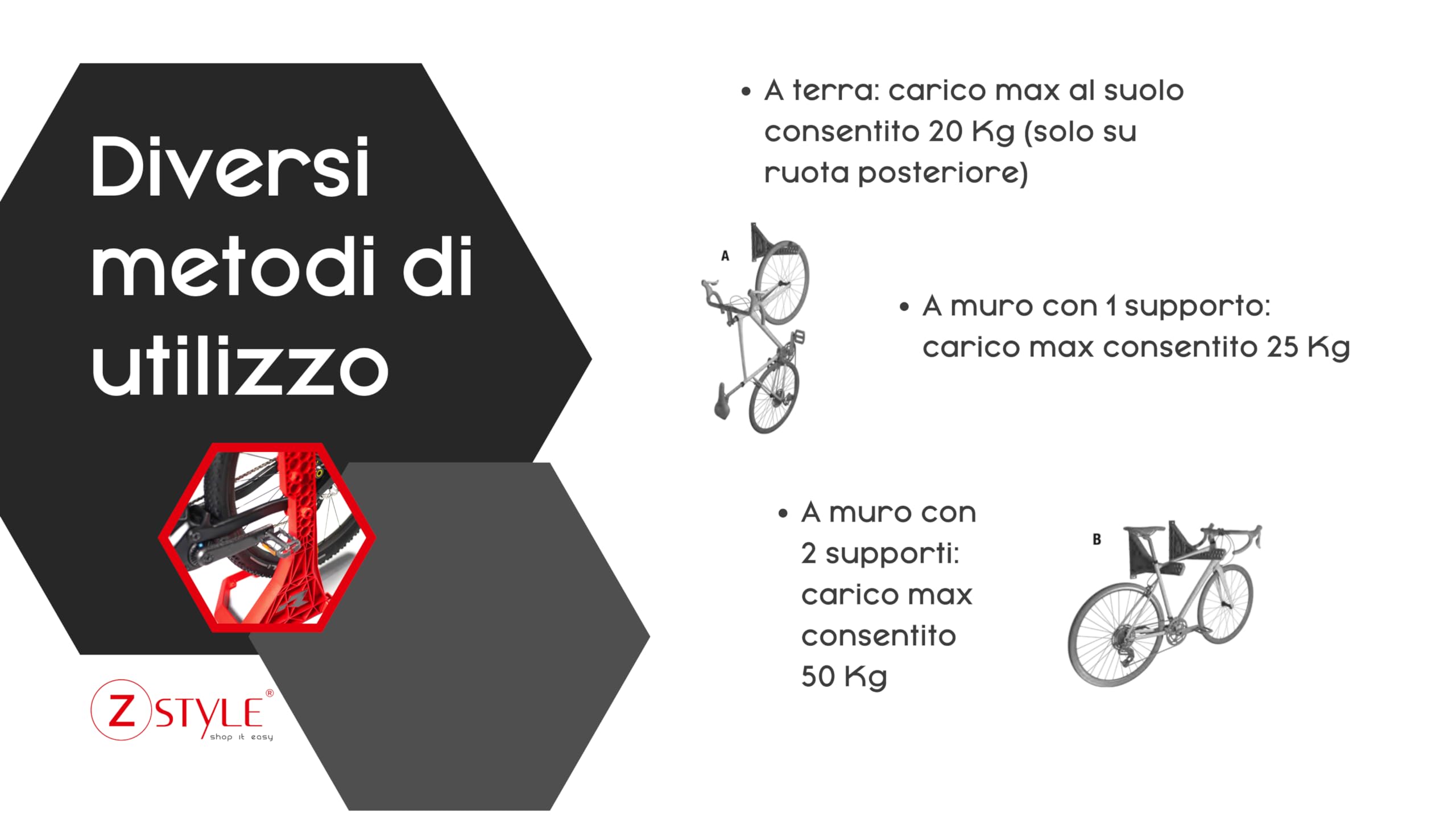 ZStyle Béquille de vélo pour réparation – VTT – Downhill – Course – Universel – Atelier – au sol ou au mur
