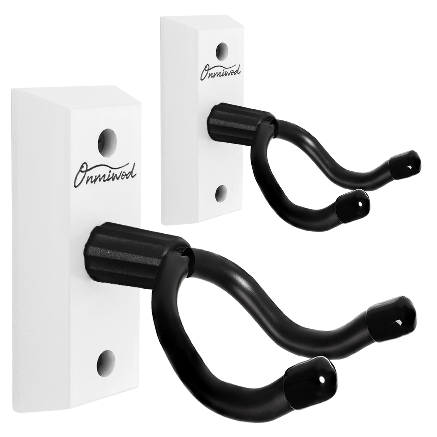 Onmiwod Paquete de 2 ganchos de pared para ukelele, de madera dura blanca, en forma de U, para ukelele, banjo, mandolina, concierto, piña, soprano, tenor y barítono