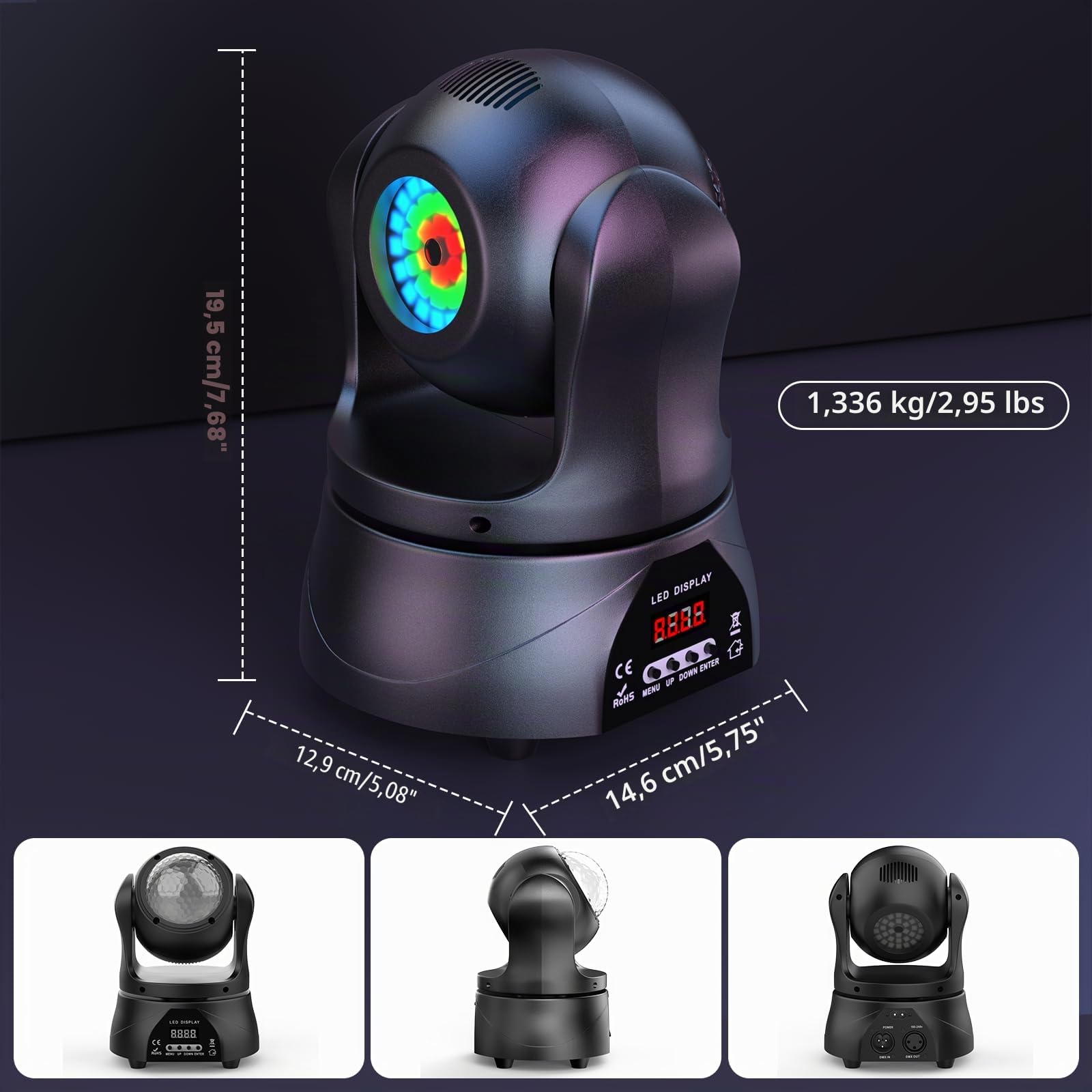 Jeux de Lumiere pour Soiree, U`King 30W Lumières disco Lyre LED Lumières principales mobiles de boule de disco à double face d-mx512 Éclairage de scène RGBW pour DJ Club Discothèque Bar Scène Soirée
