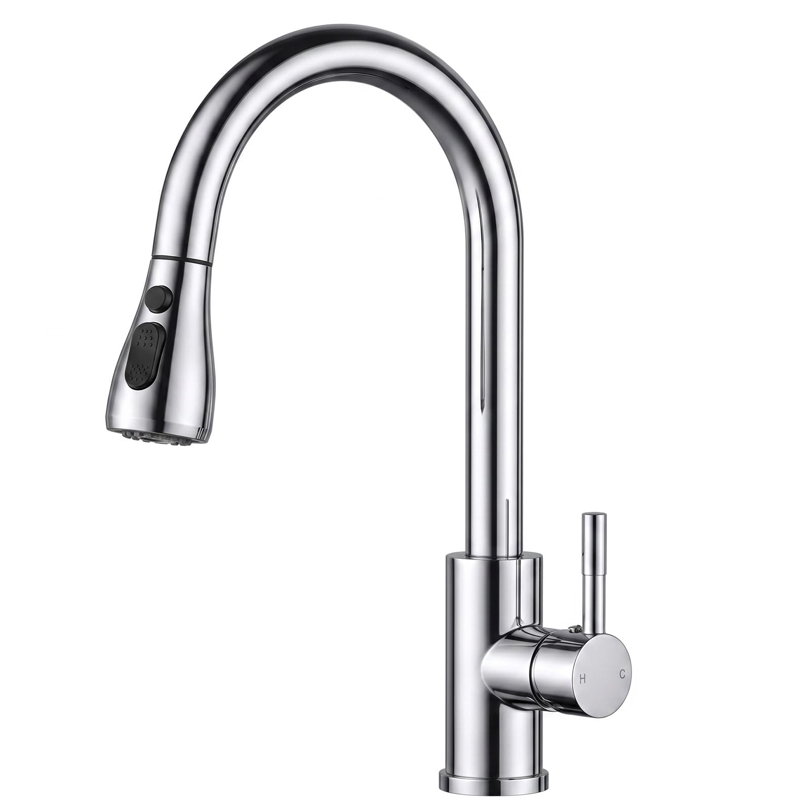 Kitchen Taps Mixer with Pull Out Spray, Down Polished Chrome