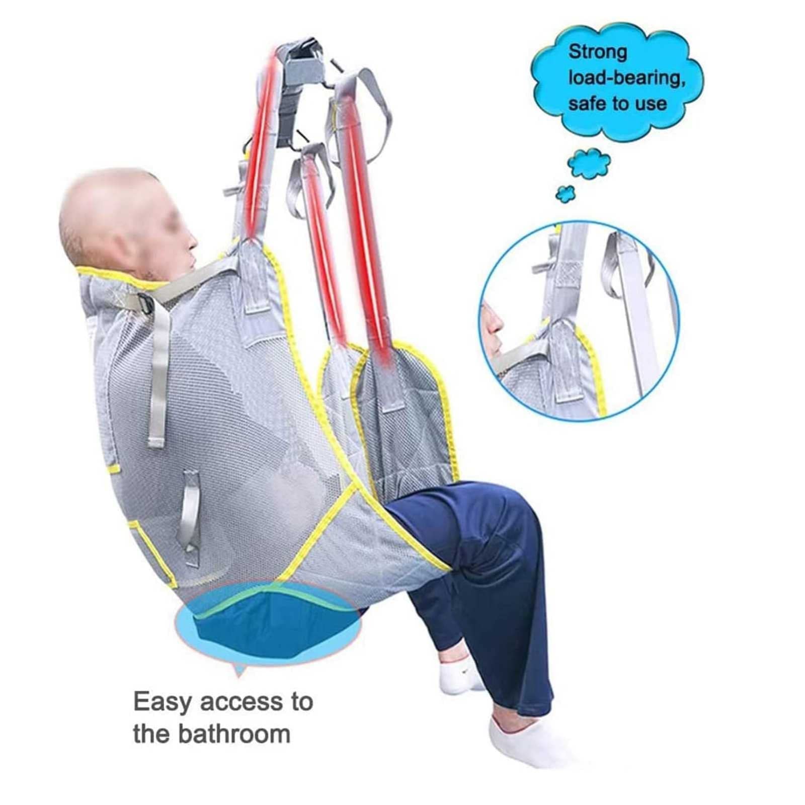 Imbracatura per sollevamento paziente in rete per bagno, gamba divisa, imbracatura per trasferimento completo del corpo per un facile spostamento dal letto alla sedia a rotelle, sedia da doccia e