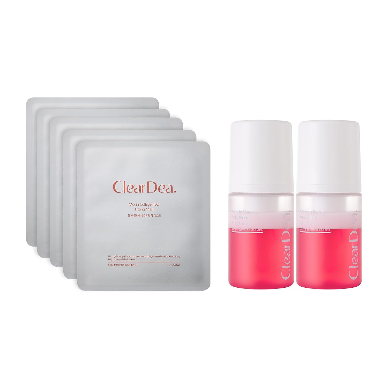 Glass Glow Ritual Set – Hydrogel Mask (5 Pack) + Bubble First Essence Duo (2.03 fl oz x 2), Mucin Collagen Sheet Mask & Hydrating Toner Essence Set