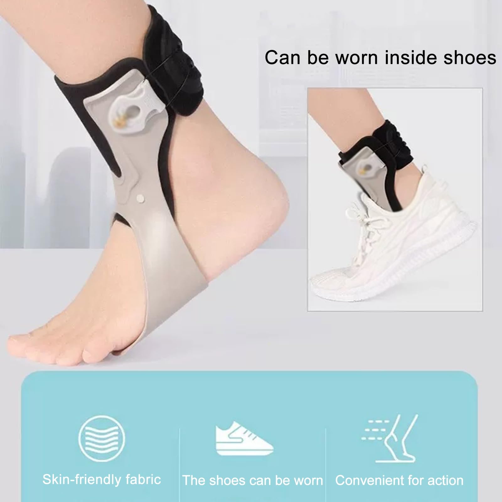 Attelle De Pied Bareform For Hommes Et Femmes - Support Cheville Réglable Avec Doublure À Coussin D'air Trois Supports Système Bouton Une Touche For Les Sports Marche(Right,X-Large)