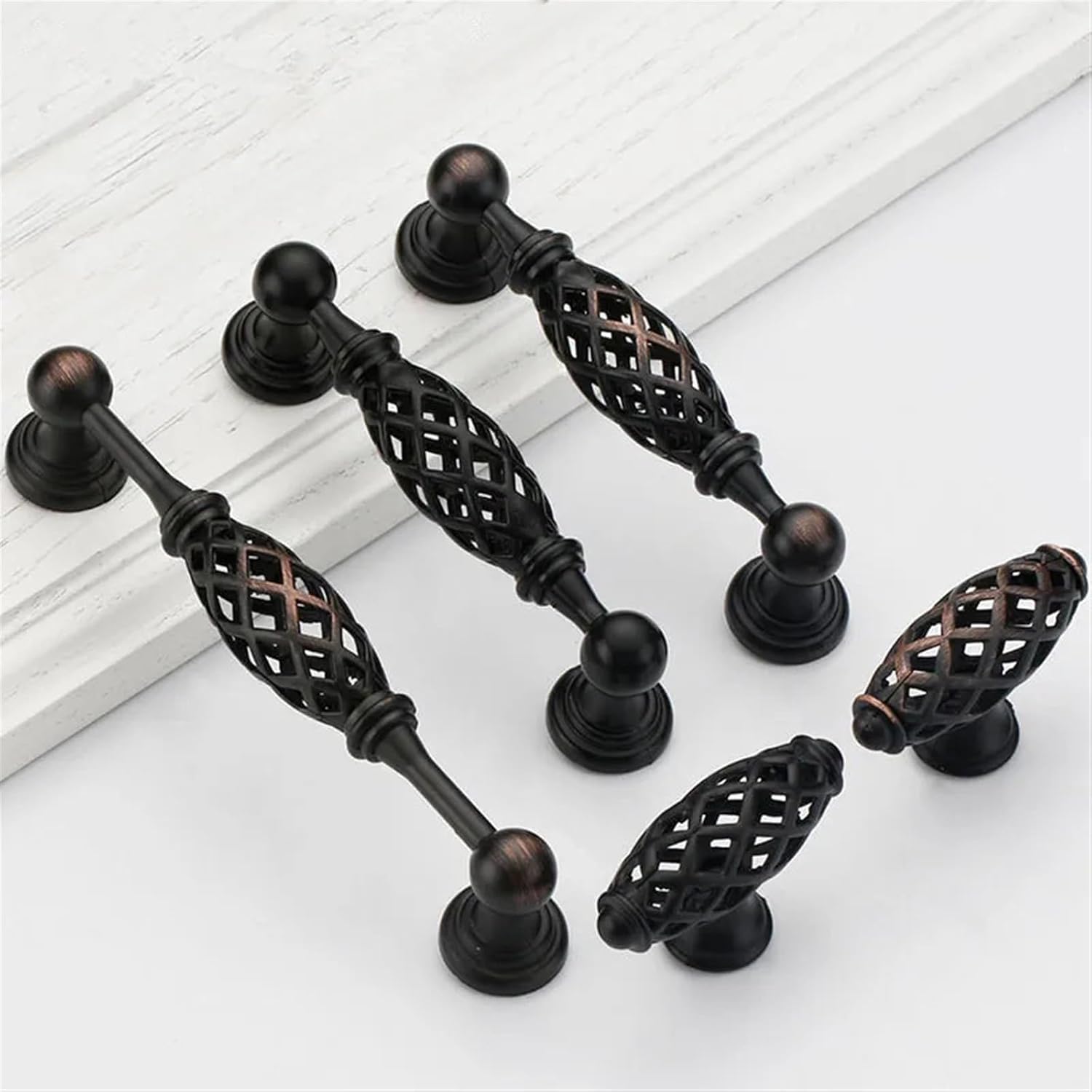 Black Zinc Alloy Cabinet Knobs and Handles Bird Cage Furniture Handles Drawer Knobs Kitchen Handles Cupboard Pull Closet Handle 1Pcs (Color : Brushed Black-Single)
