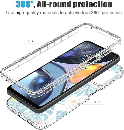 Miniatura 3 de Funda para Moto E32/Moto E32S/Moto G22 XT2231 con protector de pantalla de vidrio templado, suave 360 cuerpo completo, a prueba de golpes, híbrida,