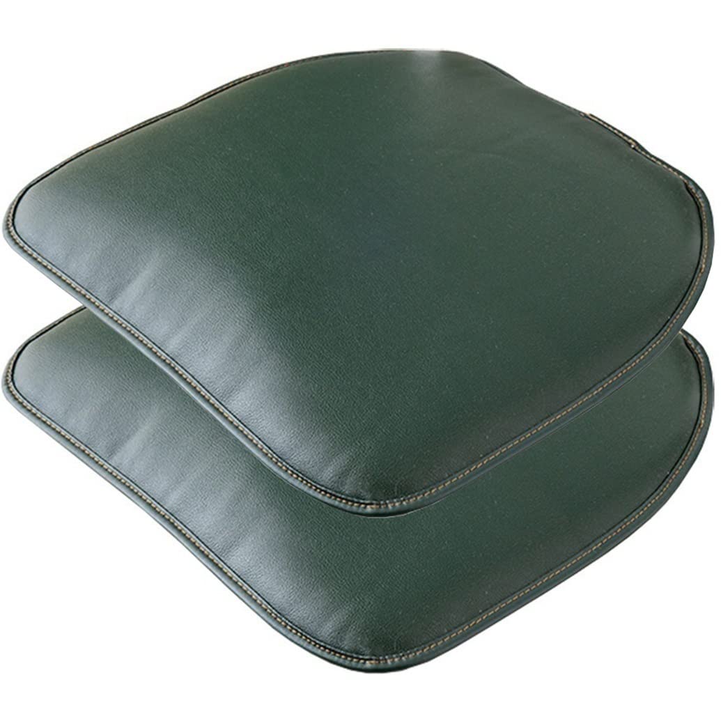 MOODMUSE Dining Chair Cushion,Leather Kitchen Chair Cushions - U- Shape Seat Cushion And Dining Room Chair Pad Non Slip Rubber Back 1/2/4 Packs (Color : Dark green-22, Size : Set of 2)