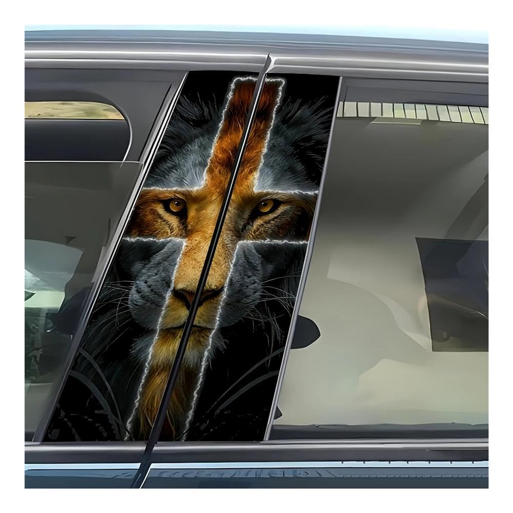 Bertdcx One Color Lion Of The Cross Car B-Pillar Sticker Waterproof Car Window Decoration Auto Parts