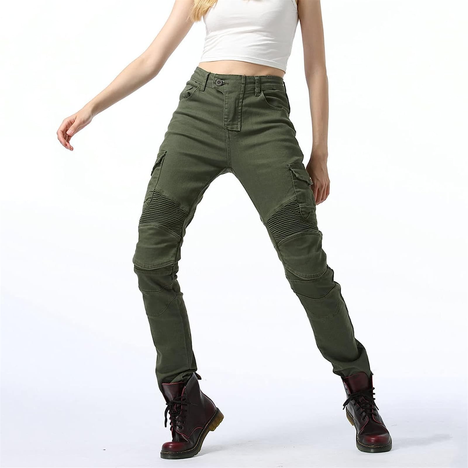Jeans da Moto da Donna Pantaloni da Motociclista in Denim Impermeabili Protezione Impermeabile Pantaloni da Moto da Ciclismo Jeans da Motociclista Elasticizzati con 4 Protezioni