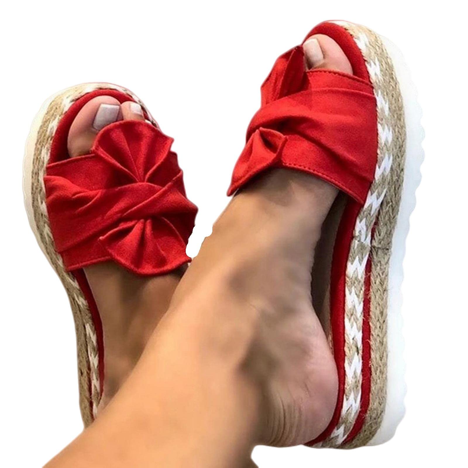 MOGSA Pantuflas de verano para mujer, sandalias de tacón con cuñas, zapatos para mujer, sandalias de plataforma de verano