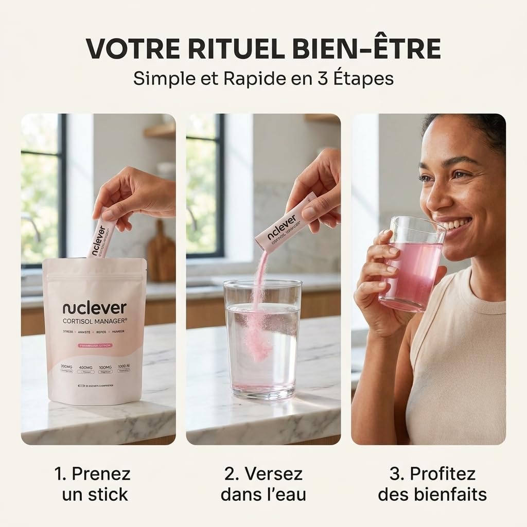 Cortisol Manager – Ashwagandha KSM-66 – Complément Alimentaire Magnésium & Vitamines – Programme 30 Jours – 30 Sticks