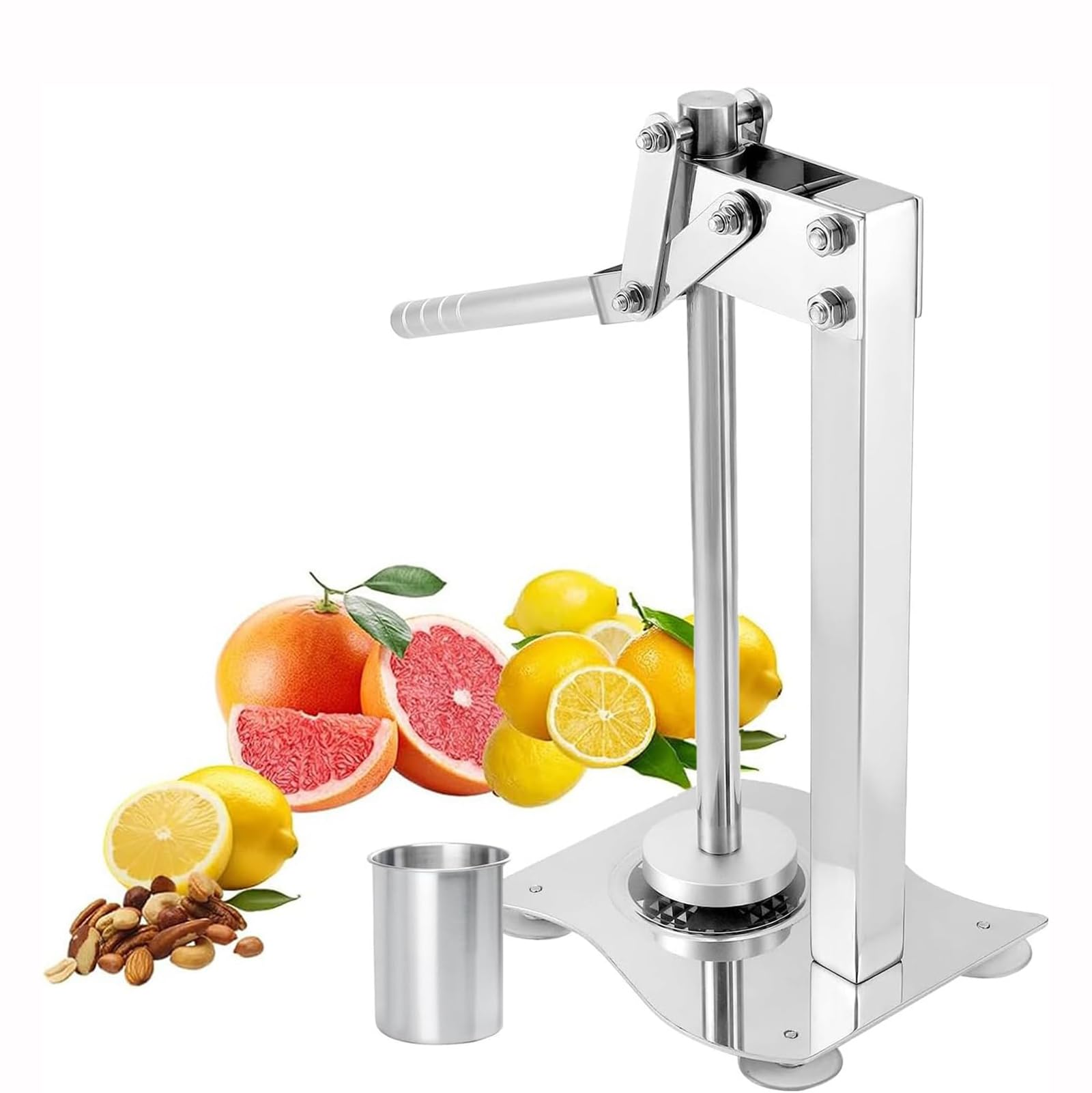 YXZQLOZ Heavy Duty Stainless Steel Manual Citrus Juicer & Nut Crusher, Versatile Fruit Squeezer with Desktop Press for Fresh Juices & Nut Grinding