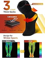 Vista 2 de Bymore 2Pairs Thermal Socks for Men,Heated Thick Crew Socks,Warm Winter Socks Insulated Cold Weather