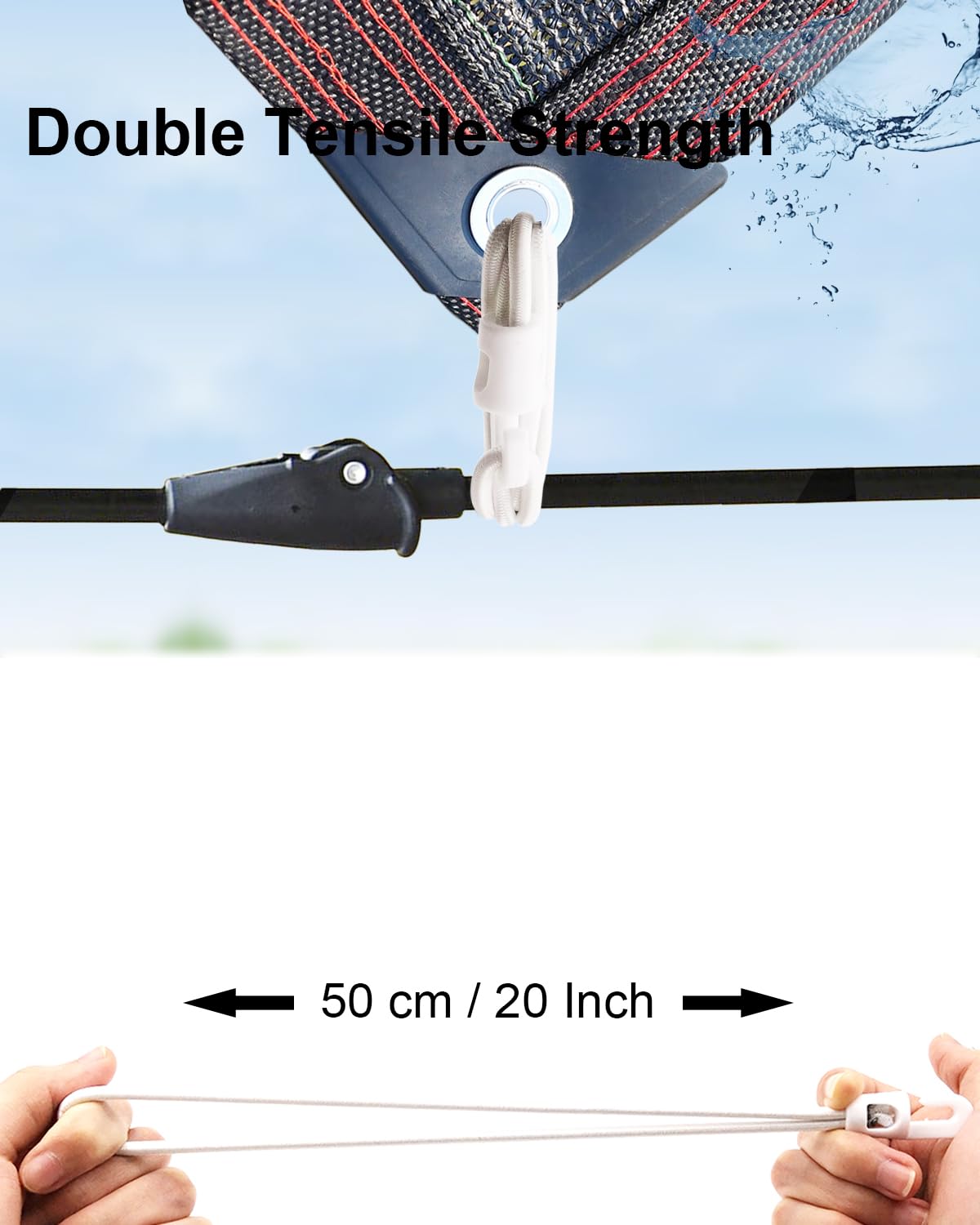 WMZOBH Bungee Cords with Hooks 100 Pcs - 10 Inch Elastic Short Bungee Ropes with Hooks, Small Tarpaulin Hooks (White) - Image 3