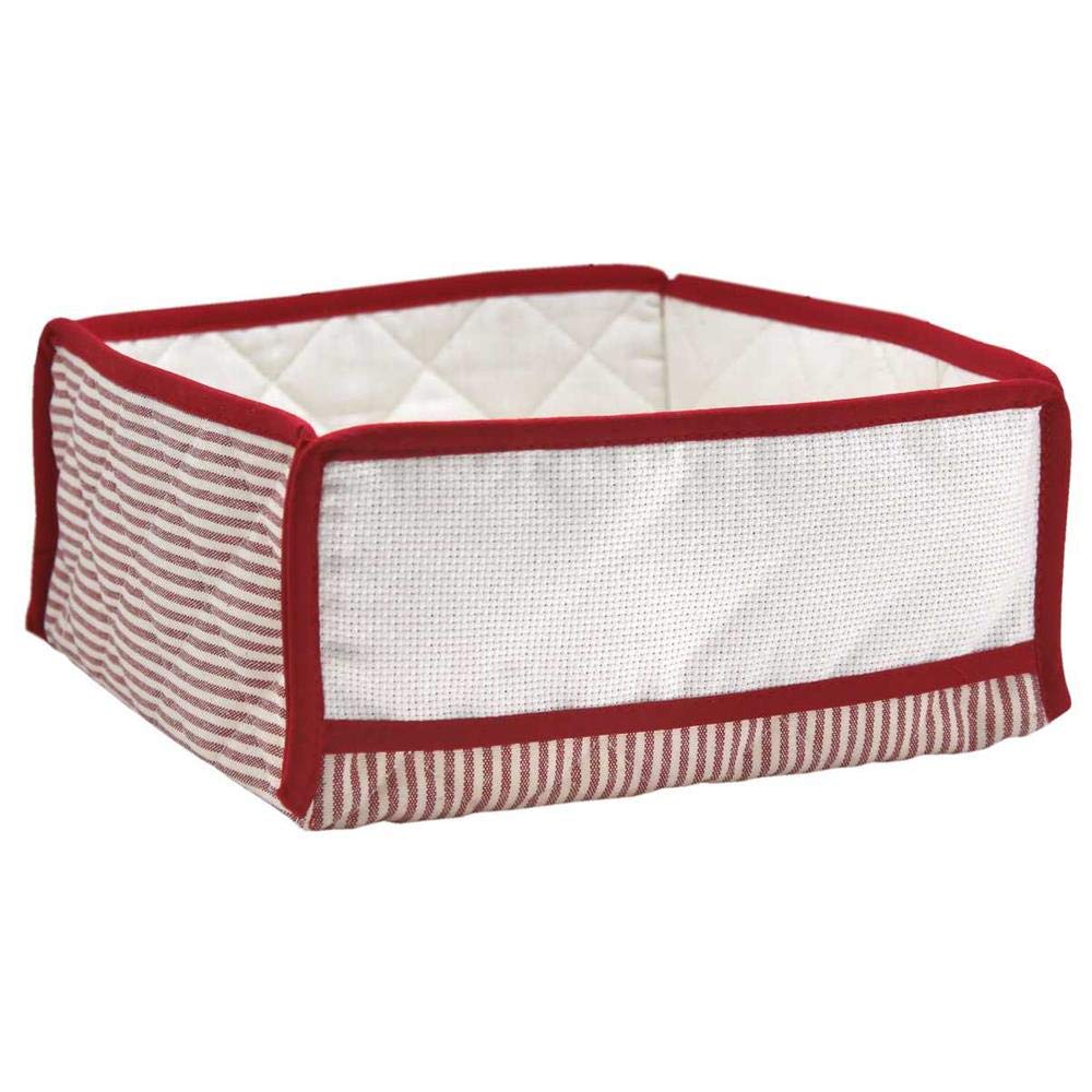 hobbymio.it Quilted Bread Basket to Embroider, Red Lines, 713-23
