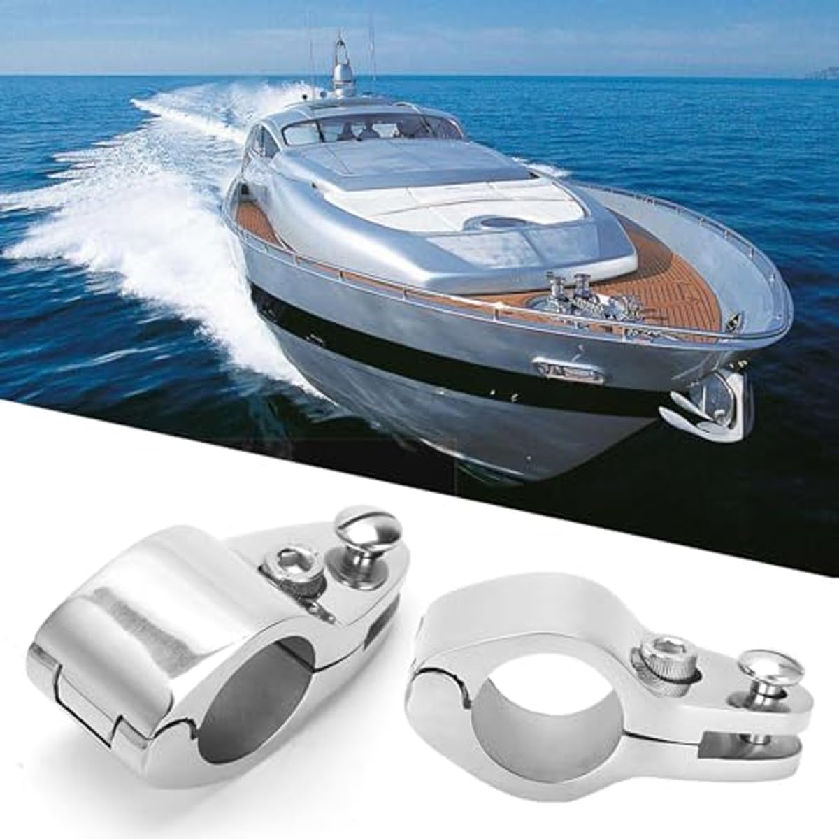 Teron 2 Stück Edelstahl Scharnier Rohrschelle Boot Bimini Top Folding Jaw Slide Jaw Slide Hardware Rohrschelle für Boote Bimini 32mm
