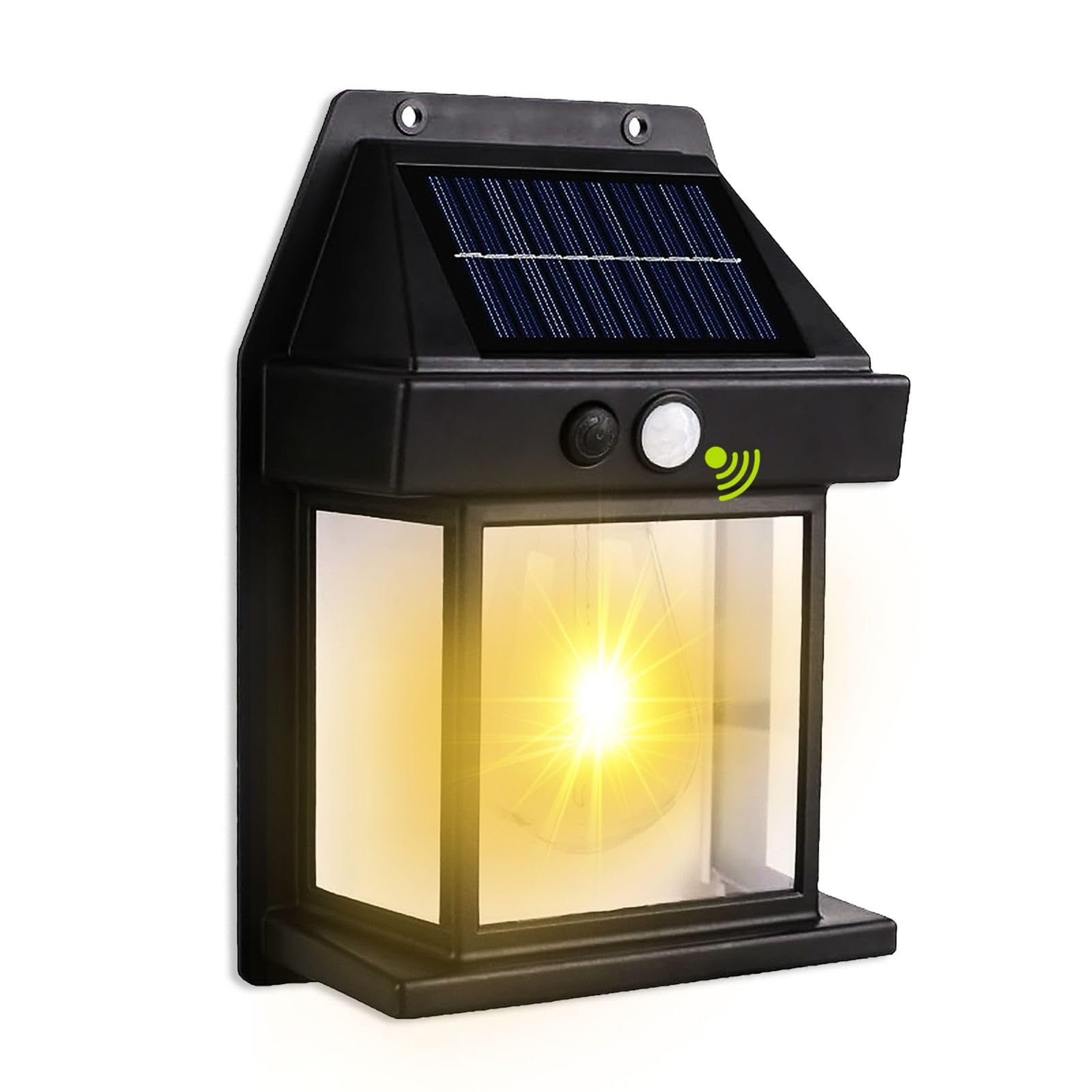 Solar Laternen Wandleuchten Außen mit 3 Modi, Dämmerung bis Morgendämmerung Bewegungsmelder Lichter, IP65 Wasserdicht, Outdoor Solarleuchten für Haus, Veranda, Garage, Hof (1 Pack)