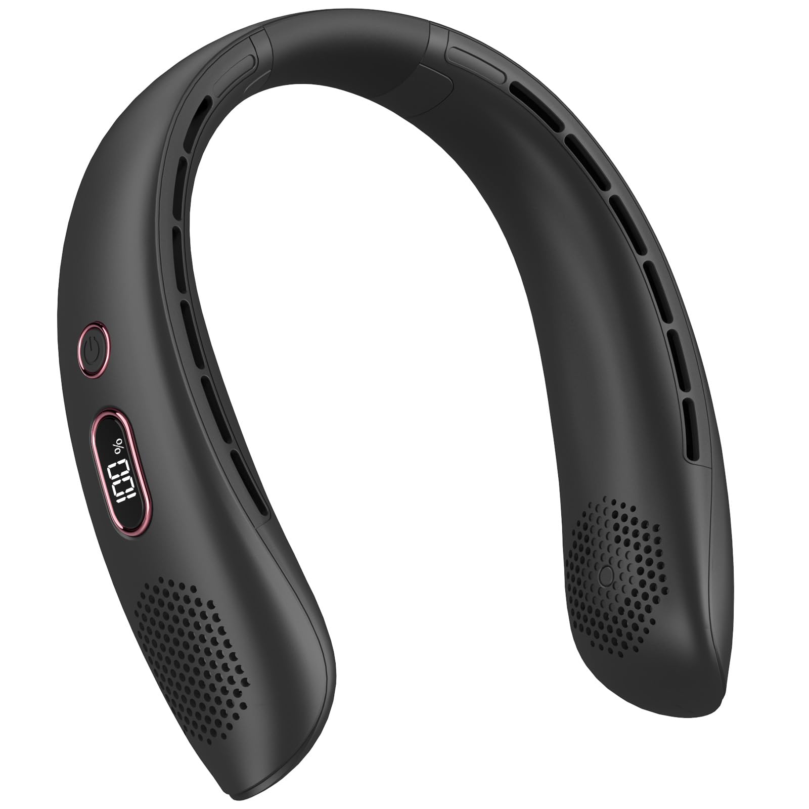 Ventilador de Cuello Portátil, Silencioso, con Flujo de Aire de 360°, Recargable por USB y 3 Velocidades. Ventilador sin Aspas Ideal para la Oficina, Viajes, Hogar Aire Libre (Negro) - 1