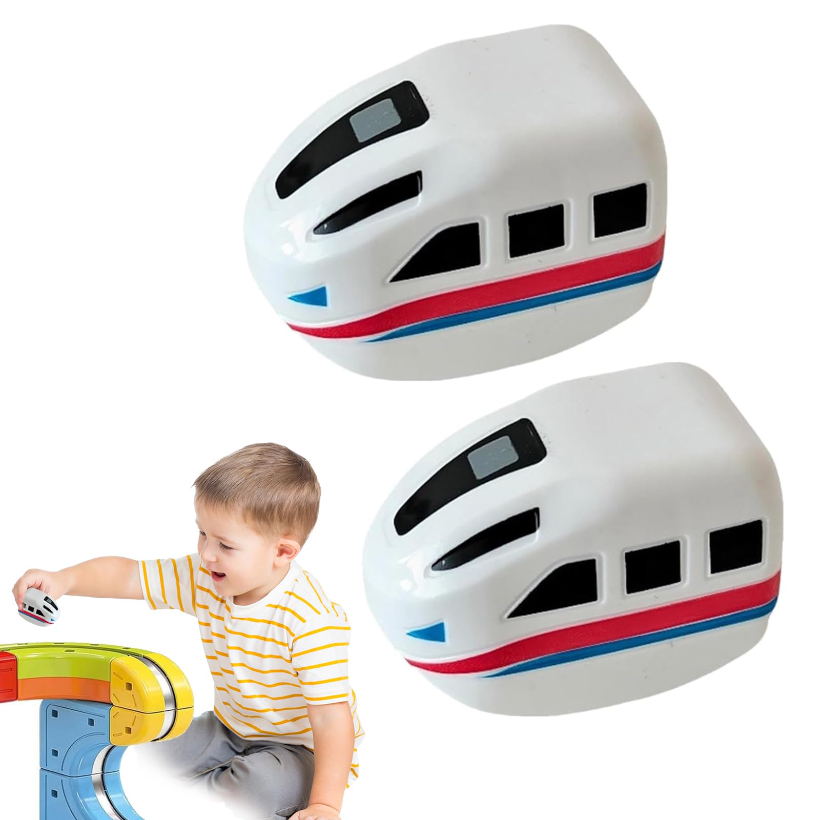 1-2 Packs Replacement Magnetic Electric Train Cars, 3d Infinity Track Train Head, USB Rechargeable Add-On Compatible for Train Set Tracks, Cannot Operate Alone, Tracks & Cable Not Included (A*2)