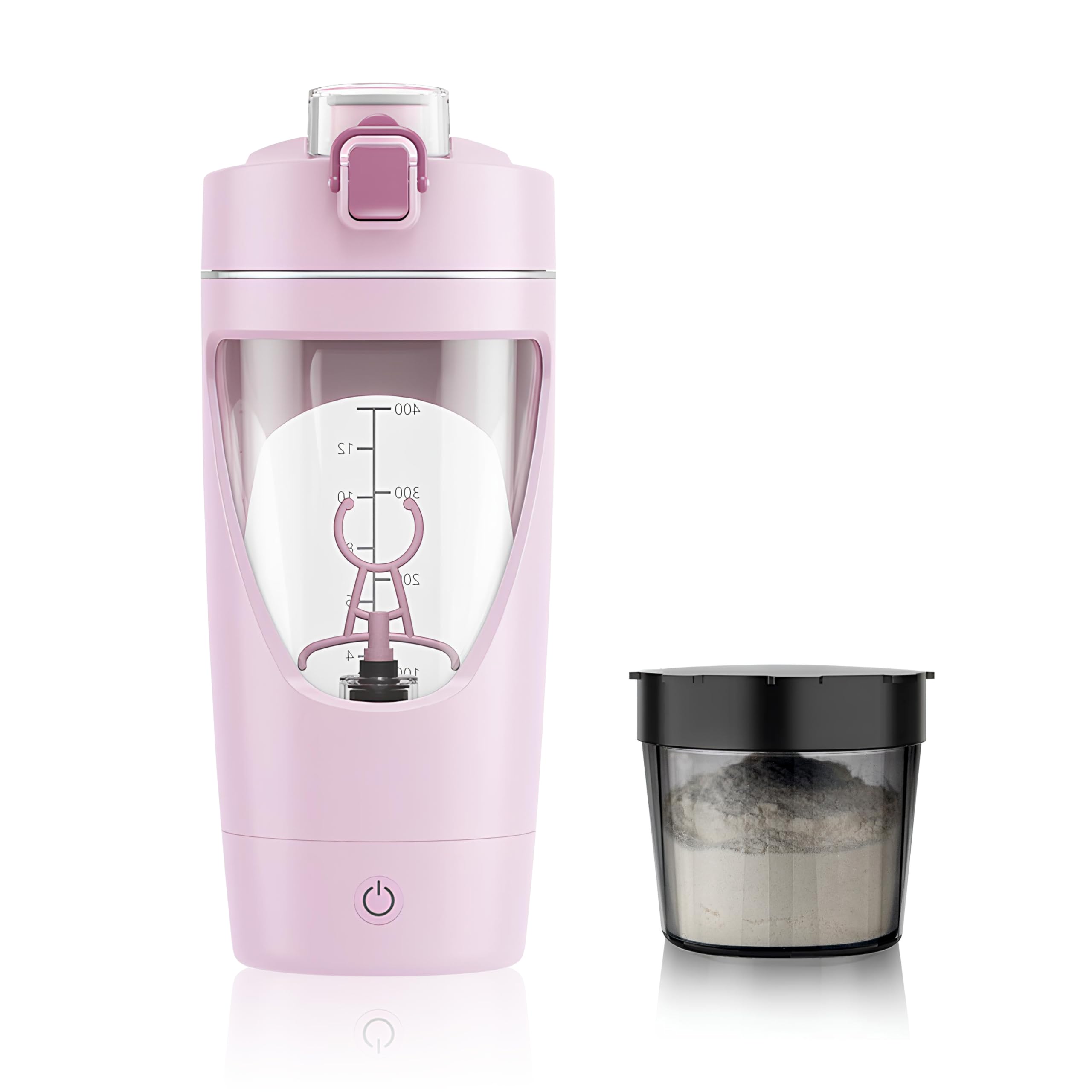 mountop Shaker per proteine, shaker per proteine ricaricabile USB-C, perfetto per frullati e sostituti dei pasti, bottiglia auto-mix con scomparto per polvere, senza BPA, realizzato in Tritan, 400 ml