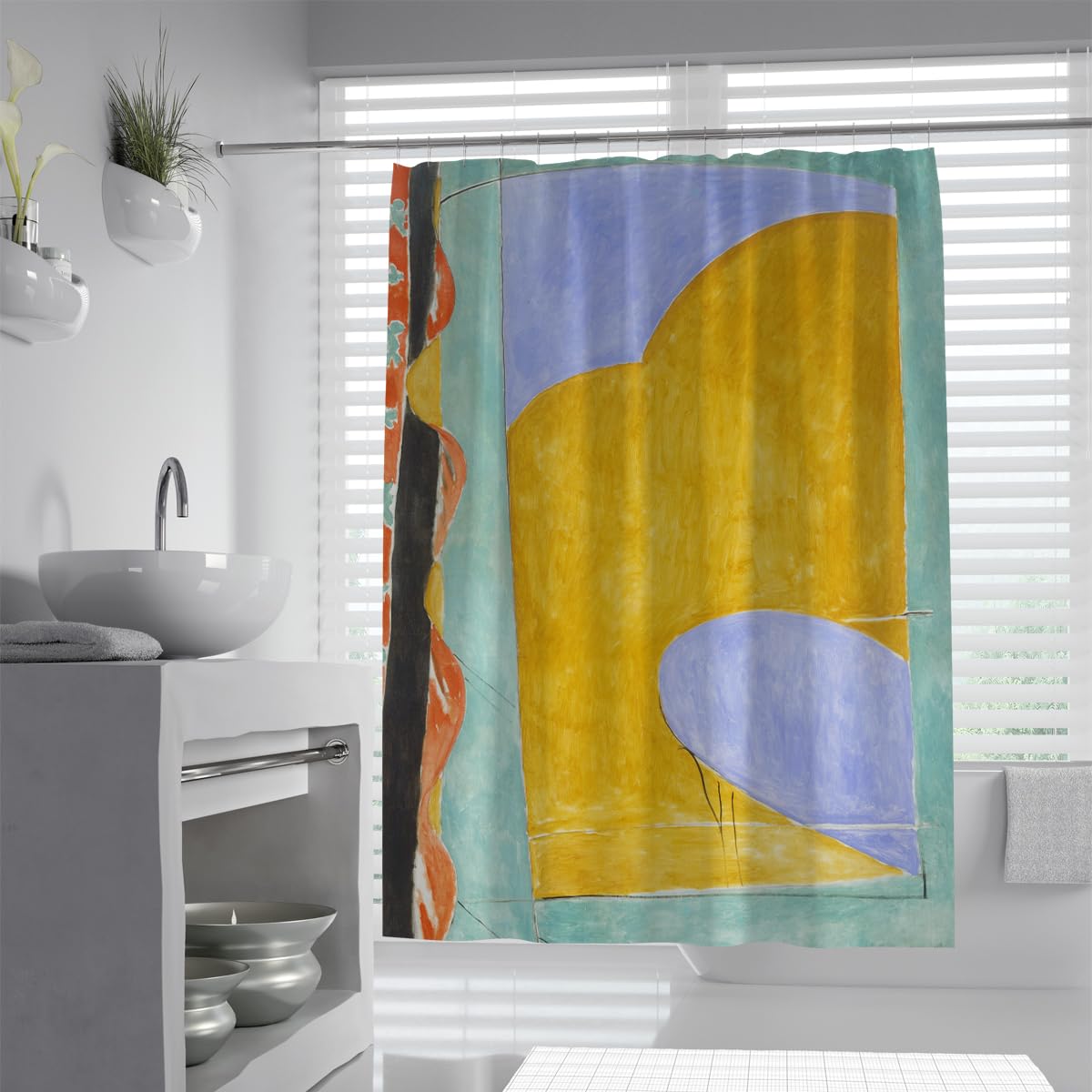 Abstrakte Kunst Der gelbe Vorhang Polyester-Stoff-Duschvorhang 180x220cm