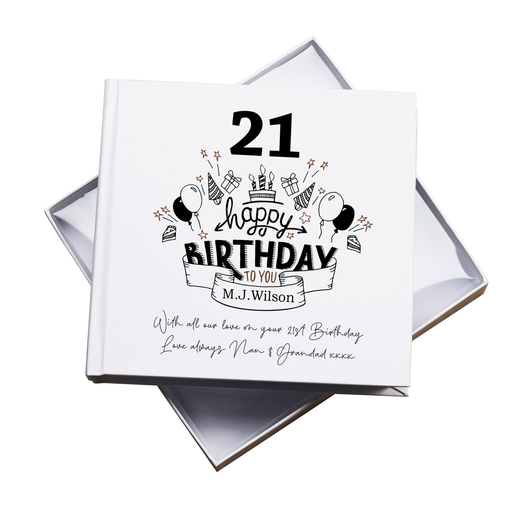 Ukgiftstoreonline White Personalised Any Age Happy Birthday Photo Album Gift 18Th, 21St, 30Th, 40Th, 50Th, 60Th