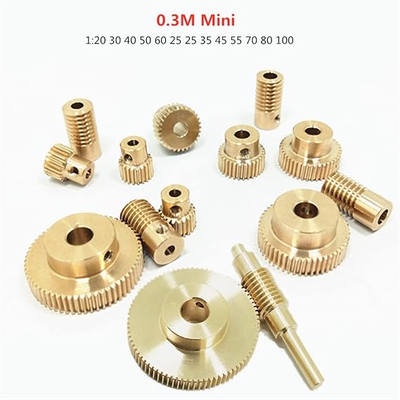 Step Miter 0.3 Module Worm Gear Set 25T 35T 45T 55T 70T 80 Teeth Spur Gear Pinion 1:20 1:30 1:40 1:50 1:60 Worm Gear spur Bevel (Size : Worm Shaft, Color : 20 Teeth+2mm Worm Rod)