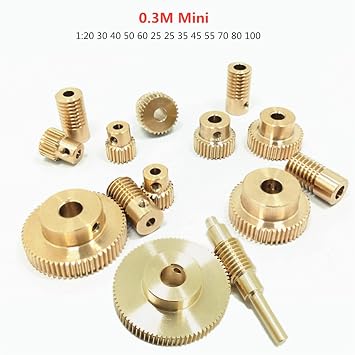 Step Miter 0.3 Module Worm Gear Set 25T 35T 45T 55T 70T 80 Teeth Spur Gear Pinion 1:20 1:30 1:40 1:50 1:60 Worm Gear spur Bevel (Size : Worm Shaft, Color : 20 Teeth+2mm Worm Rod)