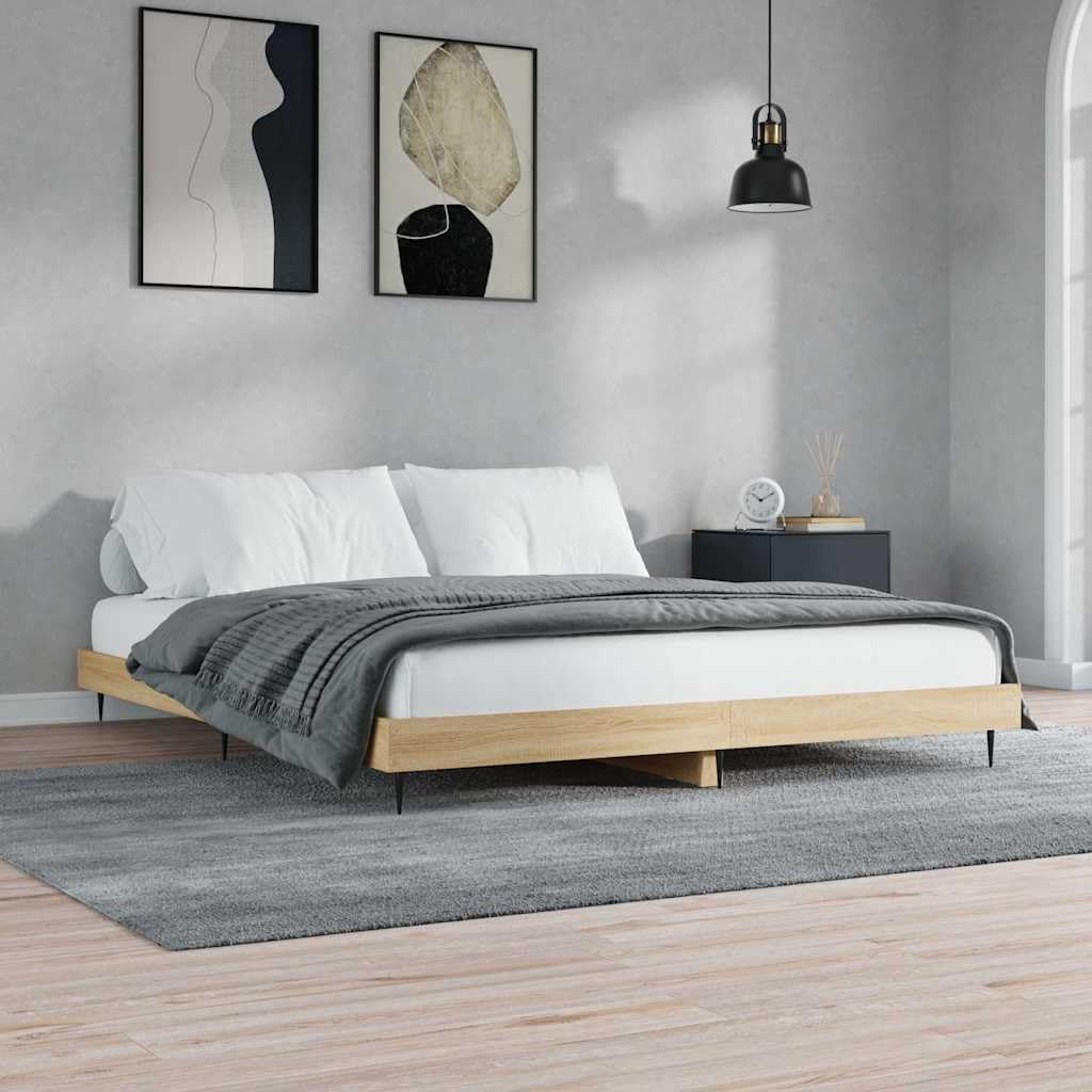 Drewnopochodne z metalowymi nóżkami Dąb Sonoma Brąz 200x200 cm