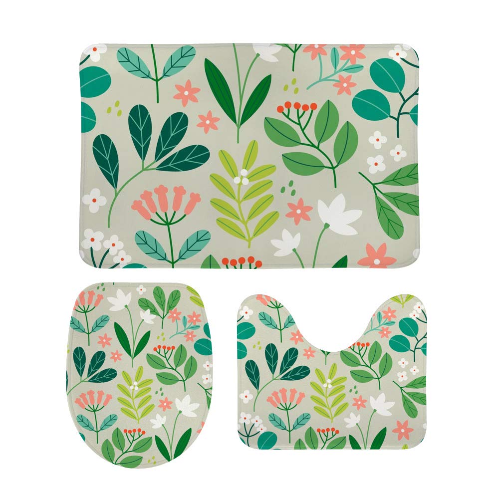 Tapis de salle de bain en forme de U pour WC et douche ambiance nature