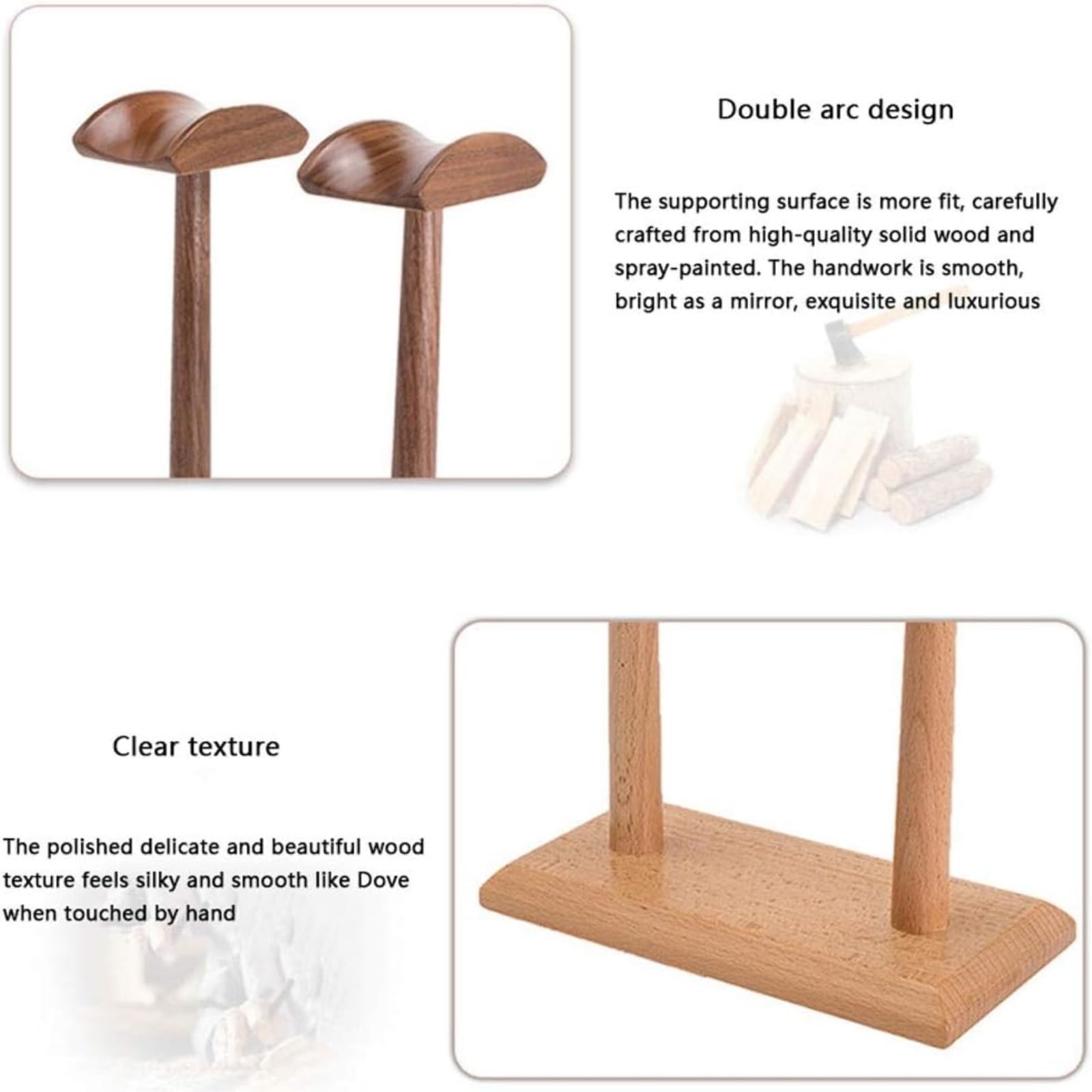 Soporte de Auriculares Colgador De Auriculares Doble Estante De Exhibición De Auriculares De Haya Soporte Creativo para Auriculares para Juegos De PC Soporte para Auriculares
