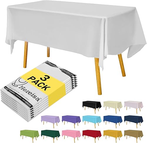 Miniatura 185 de Mantel desechable de alta calidad, paquete de 12, manteles de 54 x 108 pulgadas para fiestas, manteles decorativos para mesas rectangulares, mantel