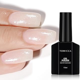 TOMICCA White Pink Gel Nail Polish, Sparkle Silver Gel Polish, Soak Off UV Transparent Shimmer Neutral Jelly Nail Polish Gel Clear Color Nail Art DIY Manicure Salon