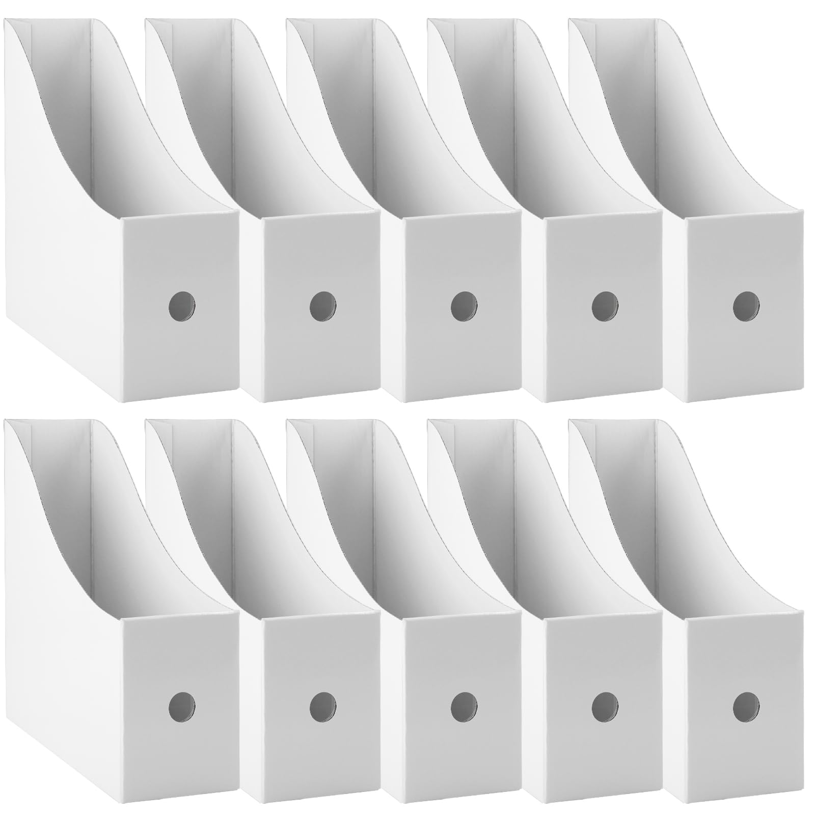 ZEEREE Uchwyt na czasopisma, 10 sztuk, z papieru typu kraft, format A4, na biurko, organizer na dokumenty, segregatory, artykuły piśmiennicze, artykuły biurowe (biały)