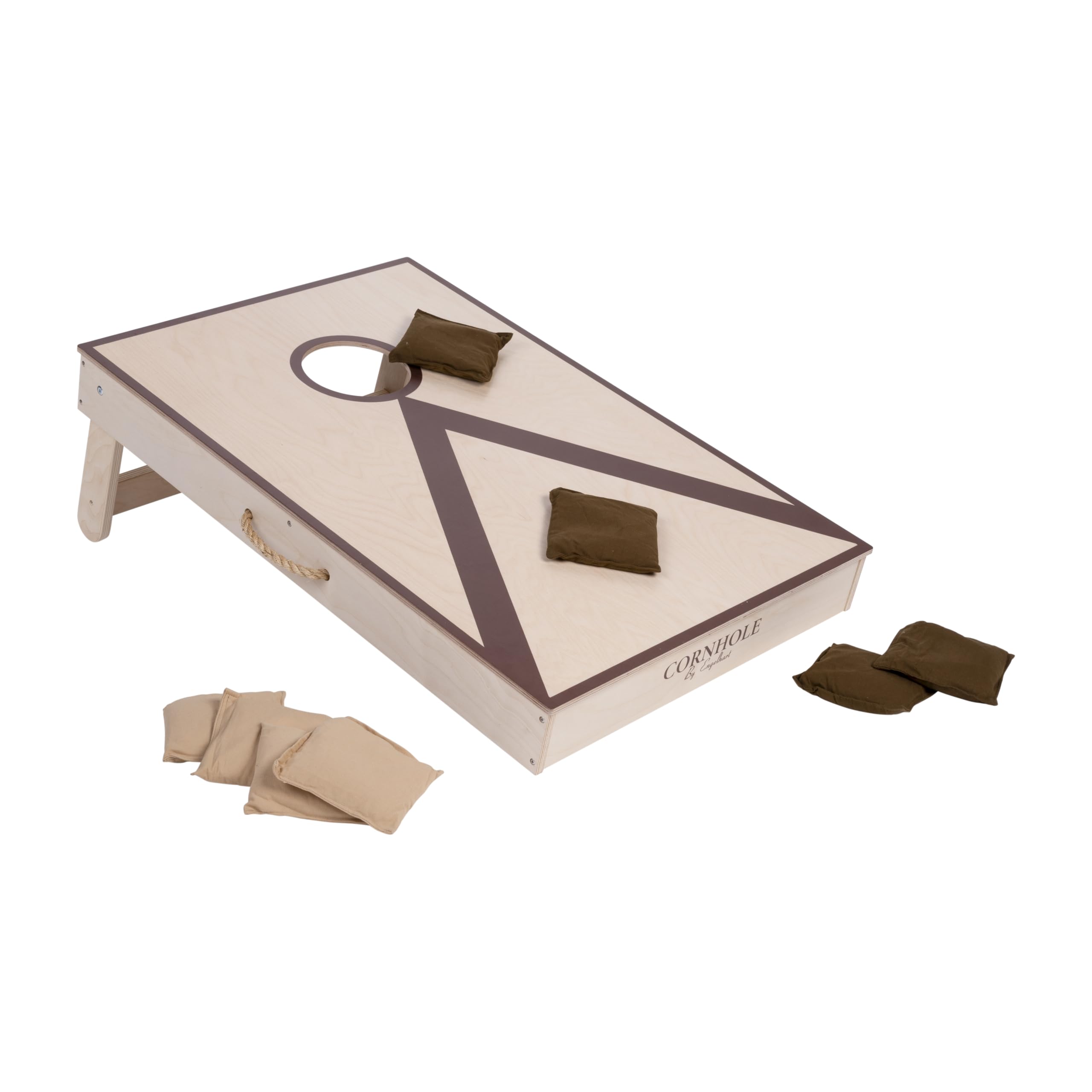 Engelhart – Cornhole in Legno 90 x 60 cm – Gioco di abilità da Esterno e Interno – Tavola in Legno massello – 8 Sacchetti Inclusi