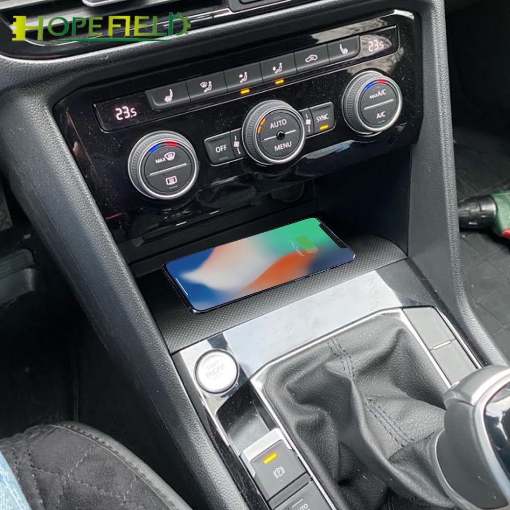 EVURU Caricabatterie Wireless Auto Adatta for Volkswagen Taos 2021 Tiguan Mk2. Bordo di Ricarica Tharu 2018 for Il Telefono 12 Qi Piastra di Carica Veloce Caricatore Wireless (Size : for Tiguan MK2)