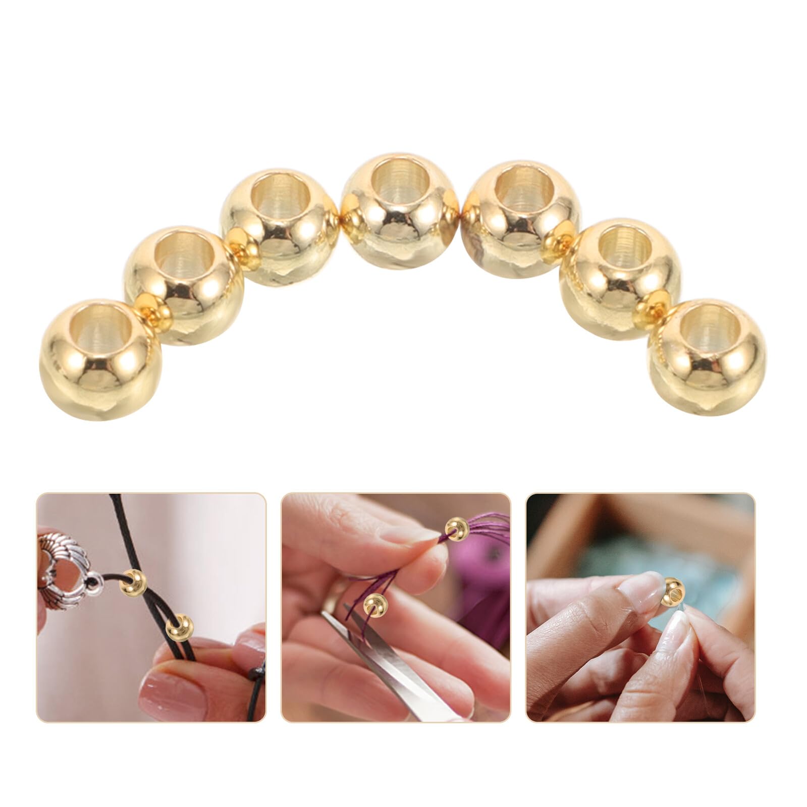 400 Piezas Cuentas Redondas Doradas Espaciadoras Metálicas Lisas para Hacer Pulseras Collares y Pendientes Accesorios DIY para Joyería Paquete