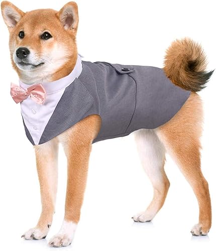 Miniatura 7 de Kuoser - Juego de traje y paliacate para perros grandes y medianos, tema de esmoquin, para bodas