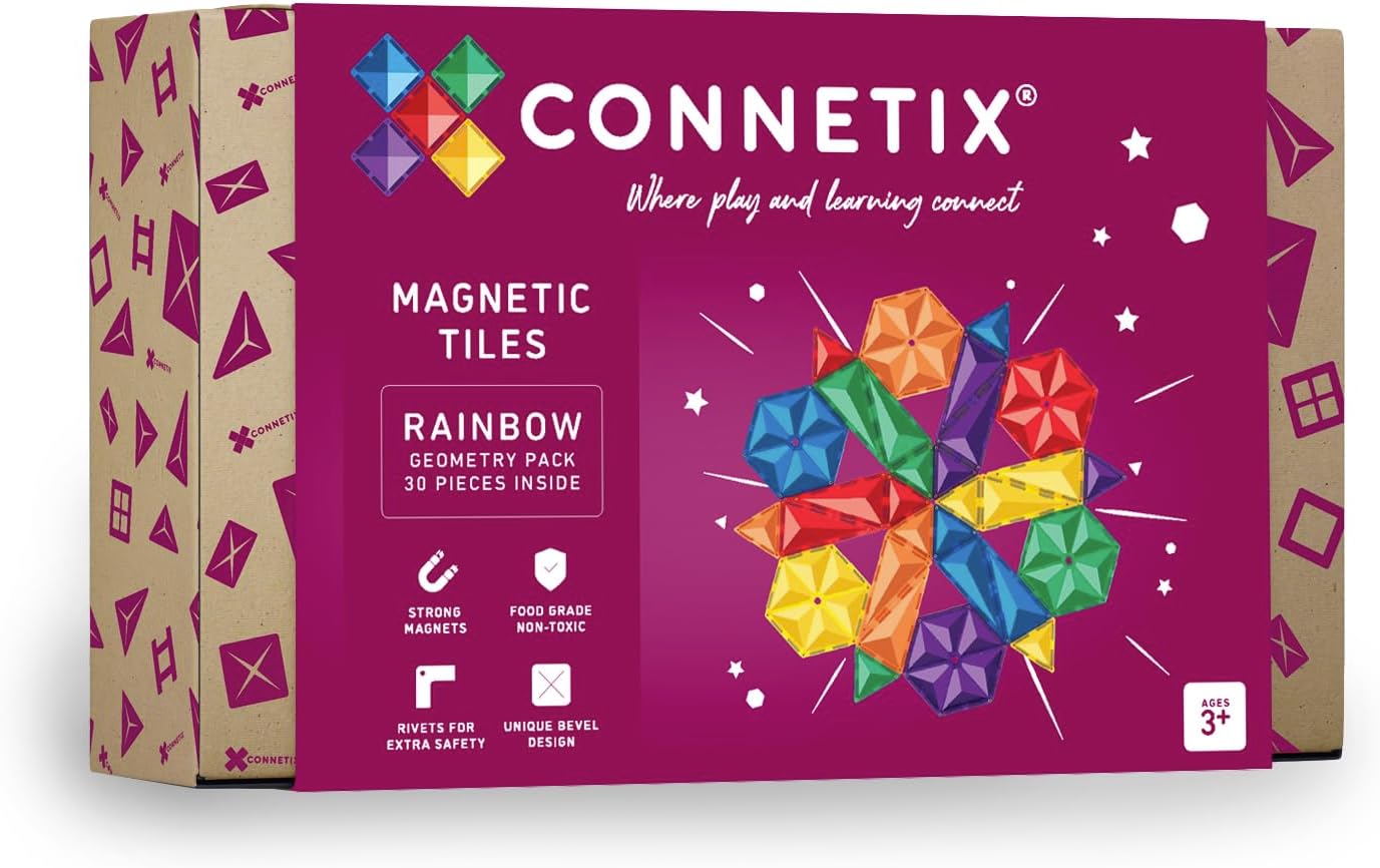 Magnetic Tiles Rainbow Geometry Pack, 30 Pieces