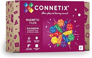 CONNETIX Magnetic Tiles Rainbow Geometry Pack, 30 Pieces