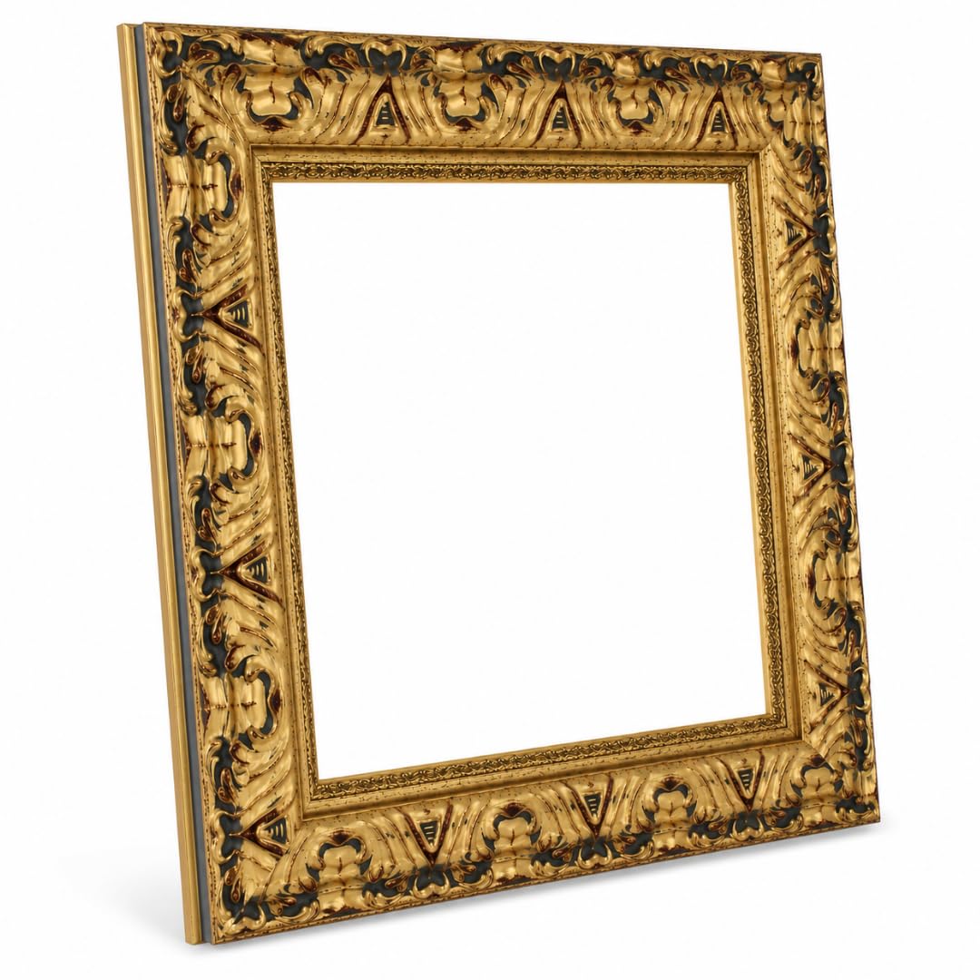 Maestri Artigiani - Cornice per Quadri su Tela con o senza Passepartout Personalizzabile Bianca Oro Antico (Oro Antico, 50 x 70 cm)