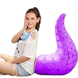 ELAINREN Ultra-Soft Purple Dragon Tail Plush Neck Pillow Fluffy Dino Tail Shape Stuffed Cushion Big Dinosaur Throw Pillow Plushie Gifts/23.6''