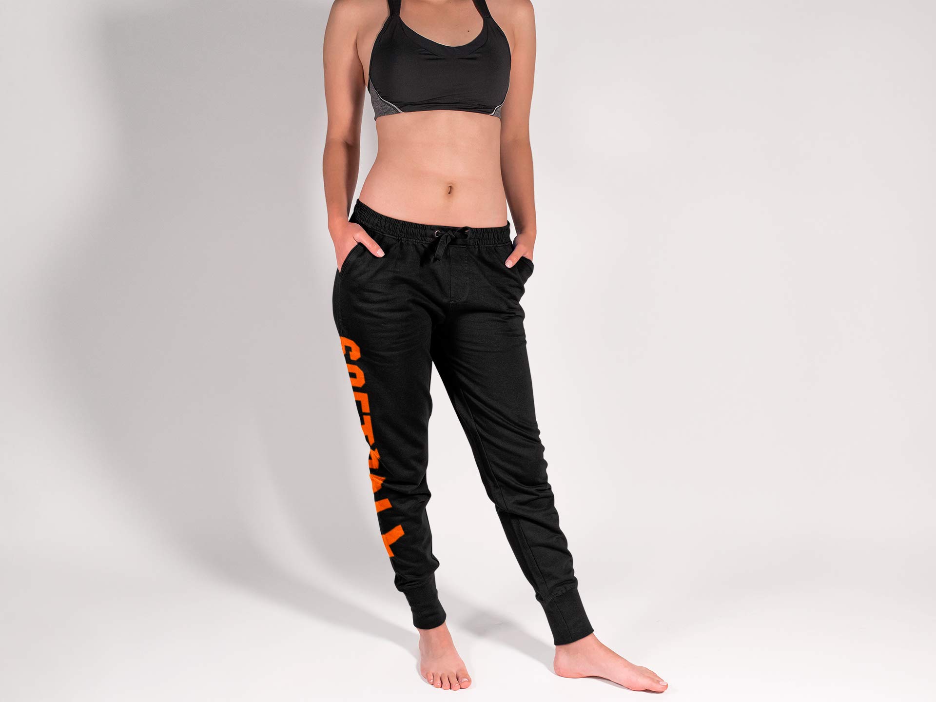 GIMMEDAT Softball Soft Jogger Drawstring Pocket Cuff Pants Sweatpants (Orange, XXX-Large)